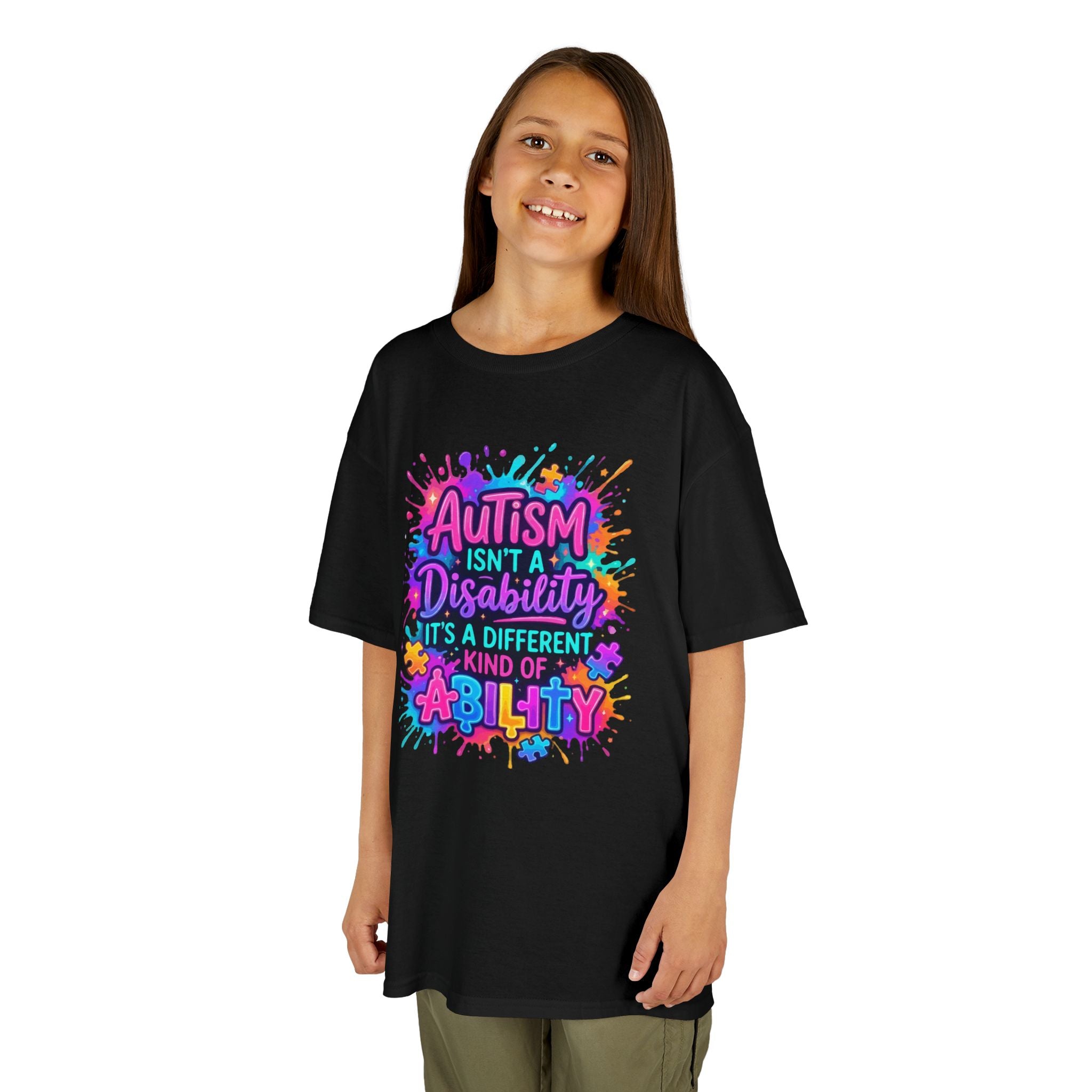 Kids Tee — "Autism Isn't a Disability, It's a Different Kind of Ability" Colorful Awareness Shirt