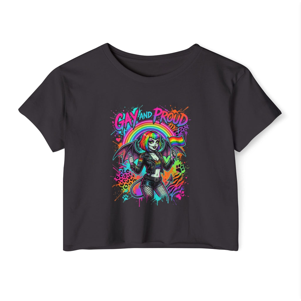 Gay and Proud Rainbow Festival Crop Top — Women’s Pride Rave Graphic Tee