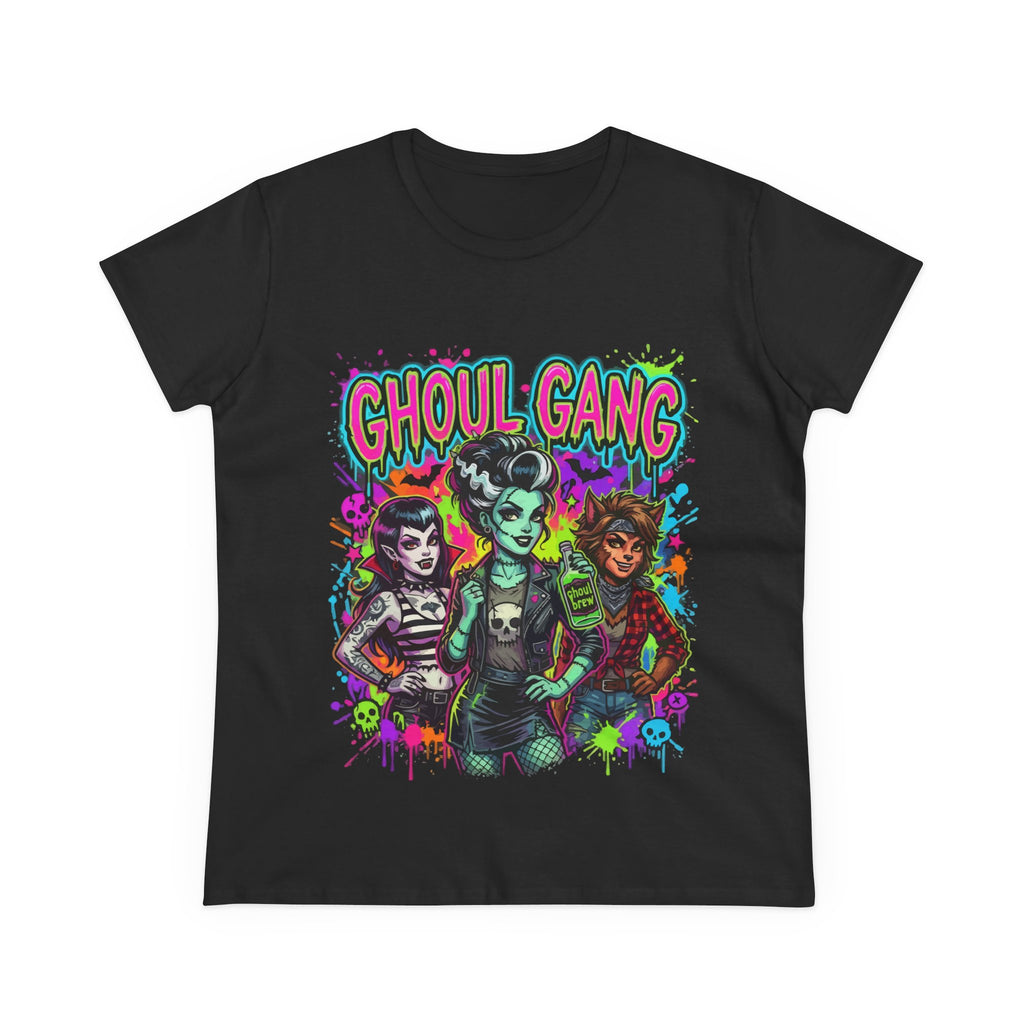 Ghoul Gang Women's Tee — Neon Retro Horror Graphic T-Shirt