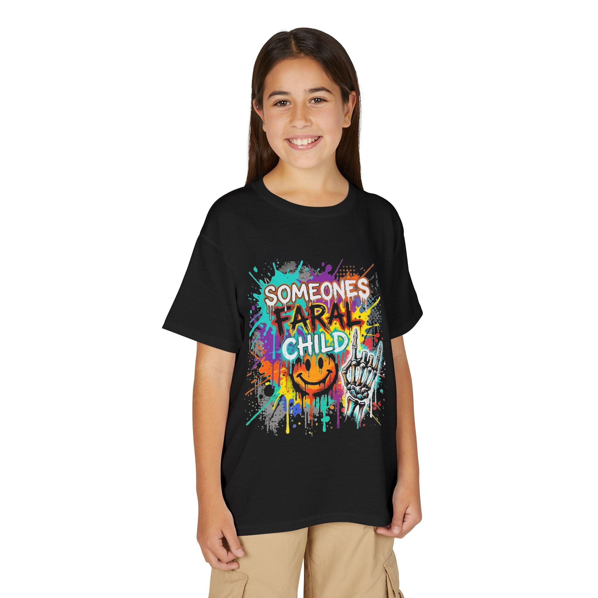 Youth T‑Shirt — "Someone's Faray Child" Colorful Graffiti Smile Design