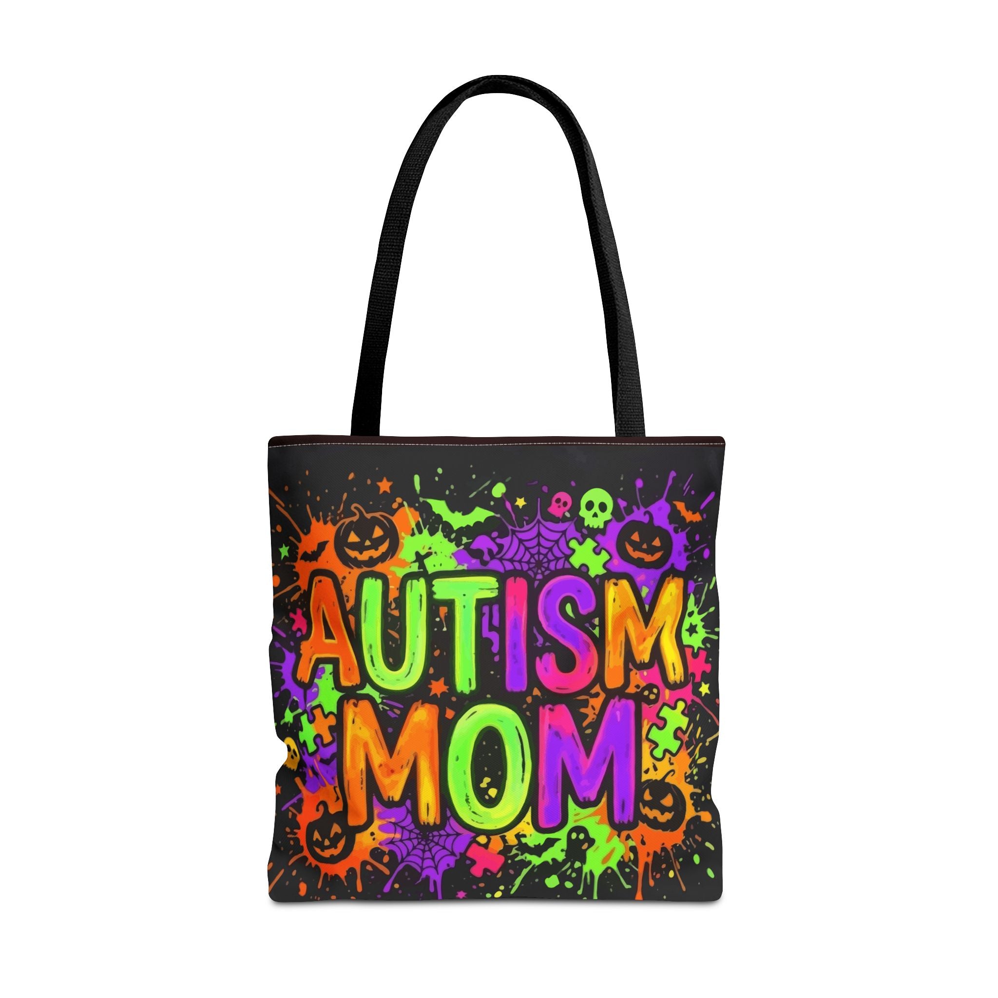 Autism Mom Tote Bag — Colorful Neon Halloween Awareness Shopper