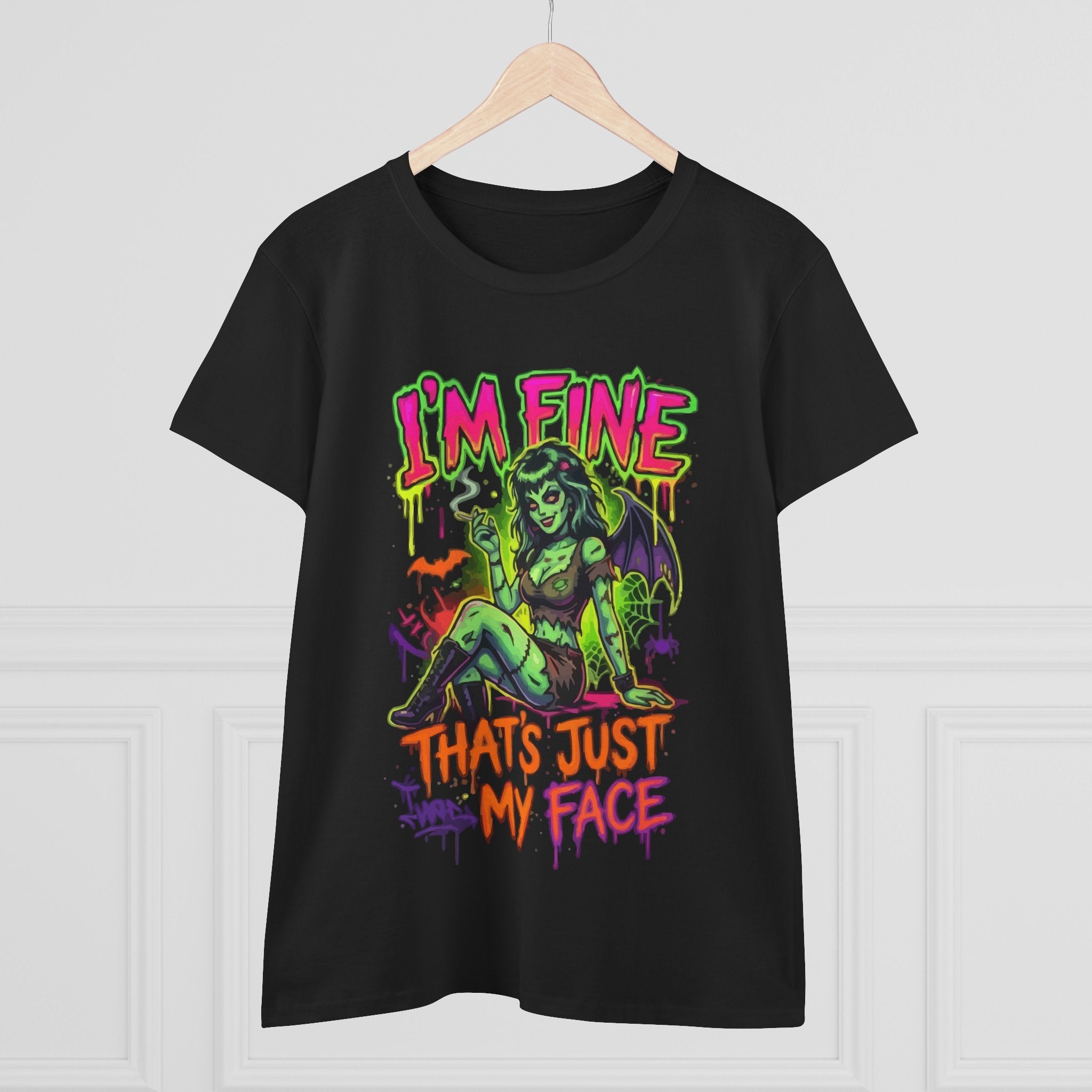 I'm Fine That's Just My Face Tee — Women's Horror Graphic T-Shirt