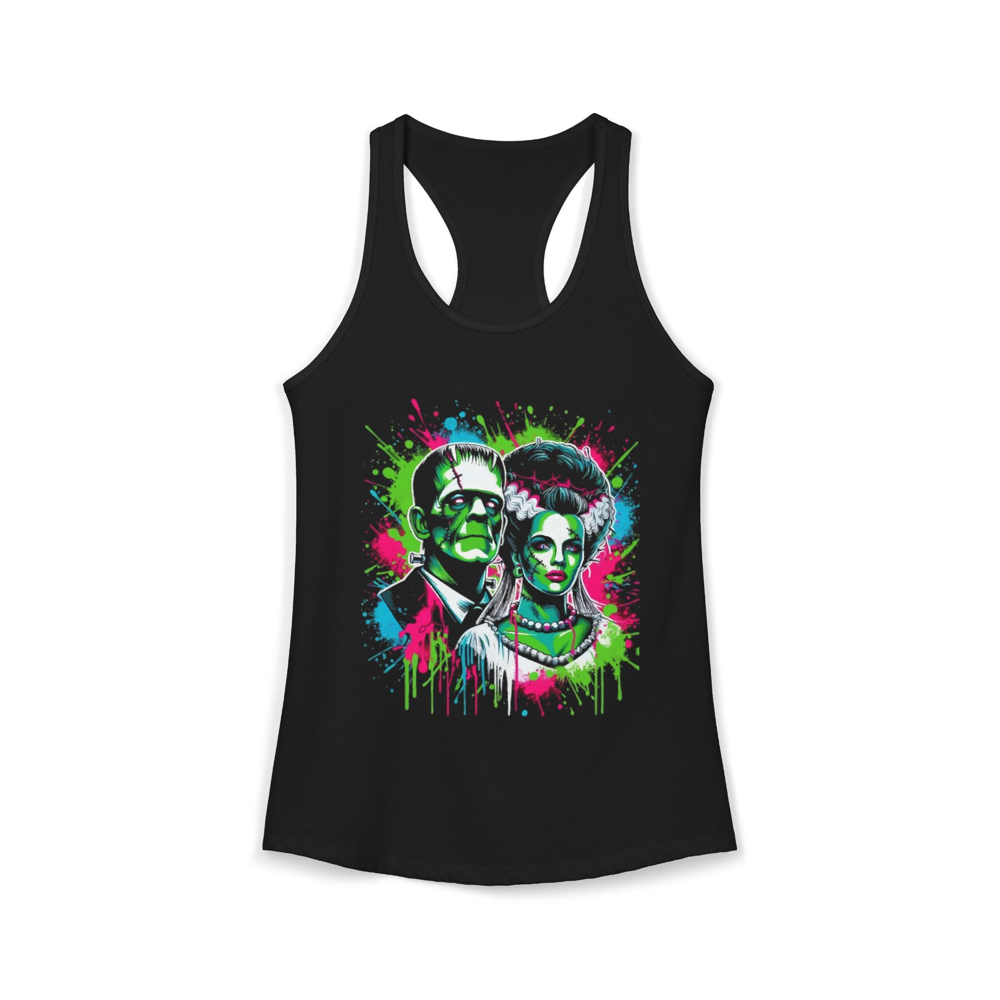Neon Frankenstein & Bride Women's Racerback Tank