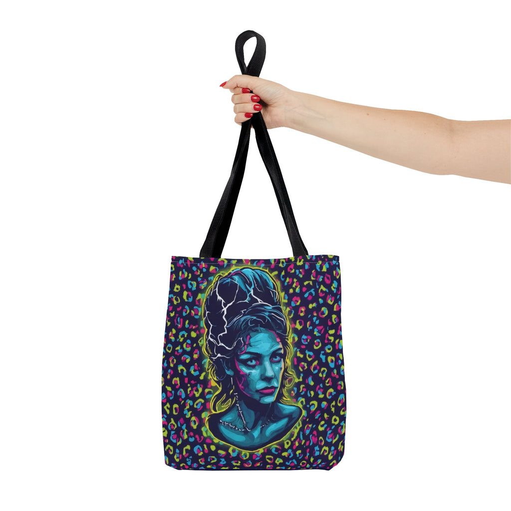 Neon Bride of Frankenstein Tote Bag - Retro Pop Art All-Over Print