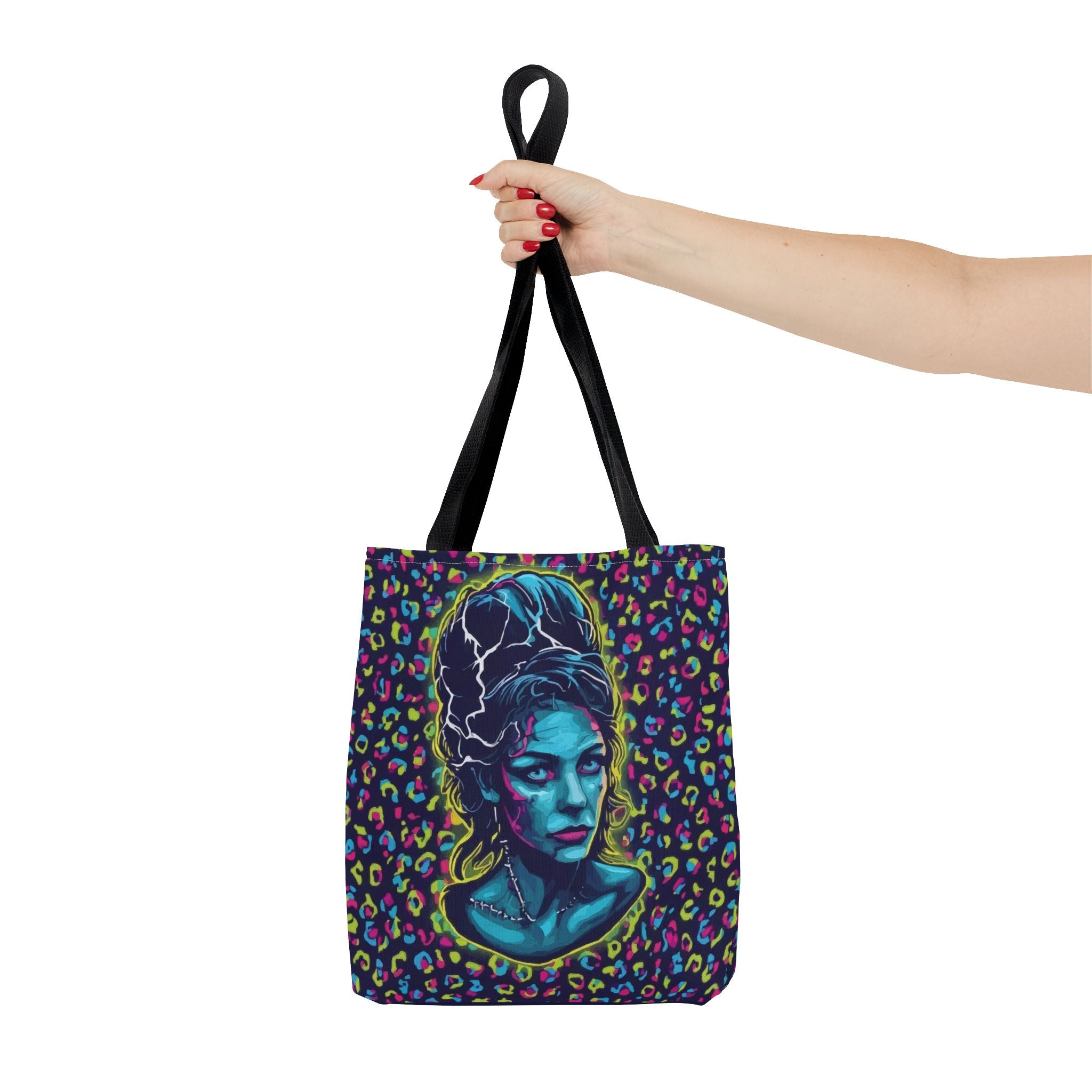 Neon Bride of Frankenstein Tote Bag - Retro Pop Art All-Over Print