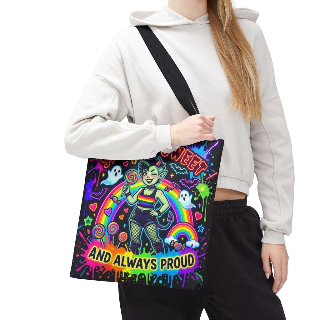 Spooky, Sweet and Always Proud Rainbow Goth Tote Bag