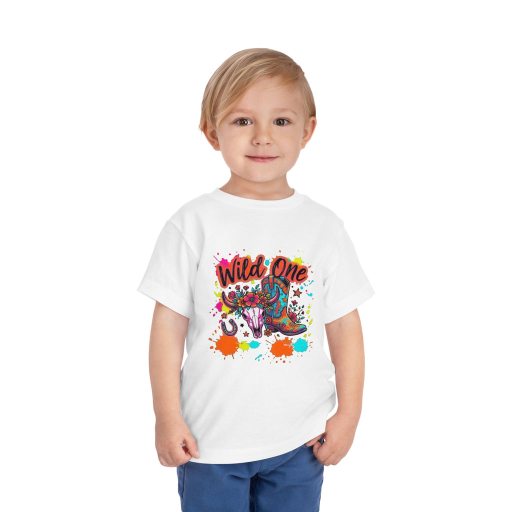 Wild One Toddler Tee — Colorful Cowboy Boots 1st Birthday Shirt