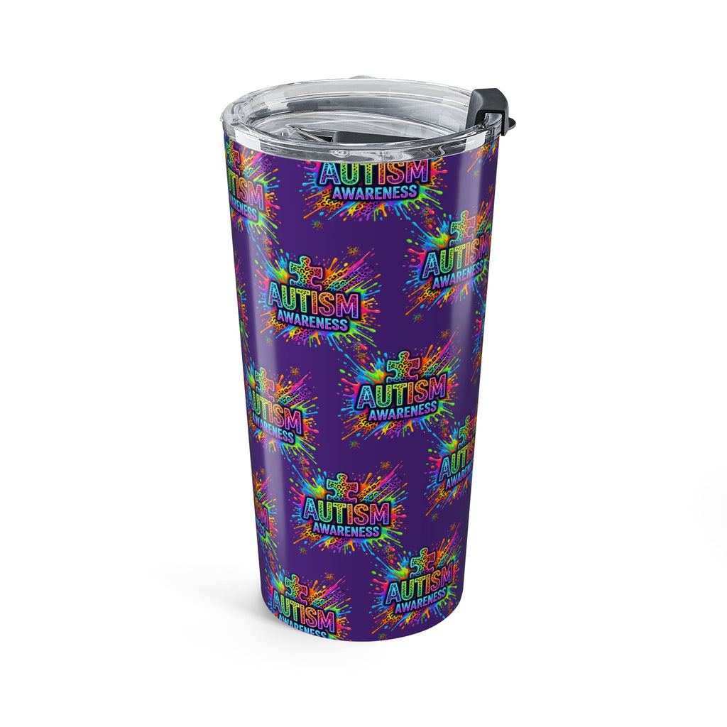 Autism Awareness 20oz Tumbler – Colorful Puzzle Splash Travel Cup