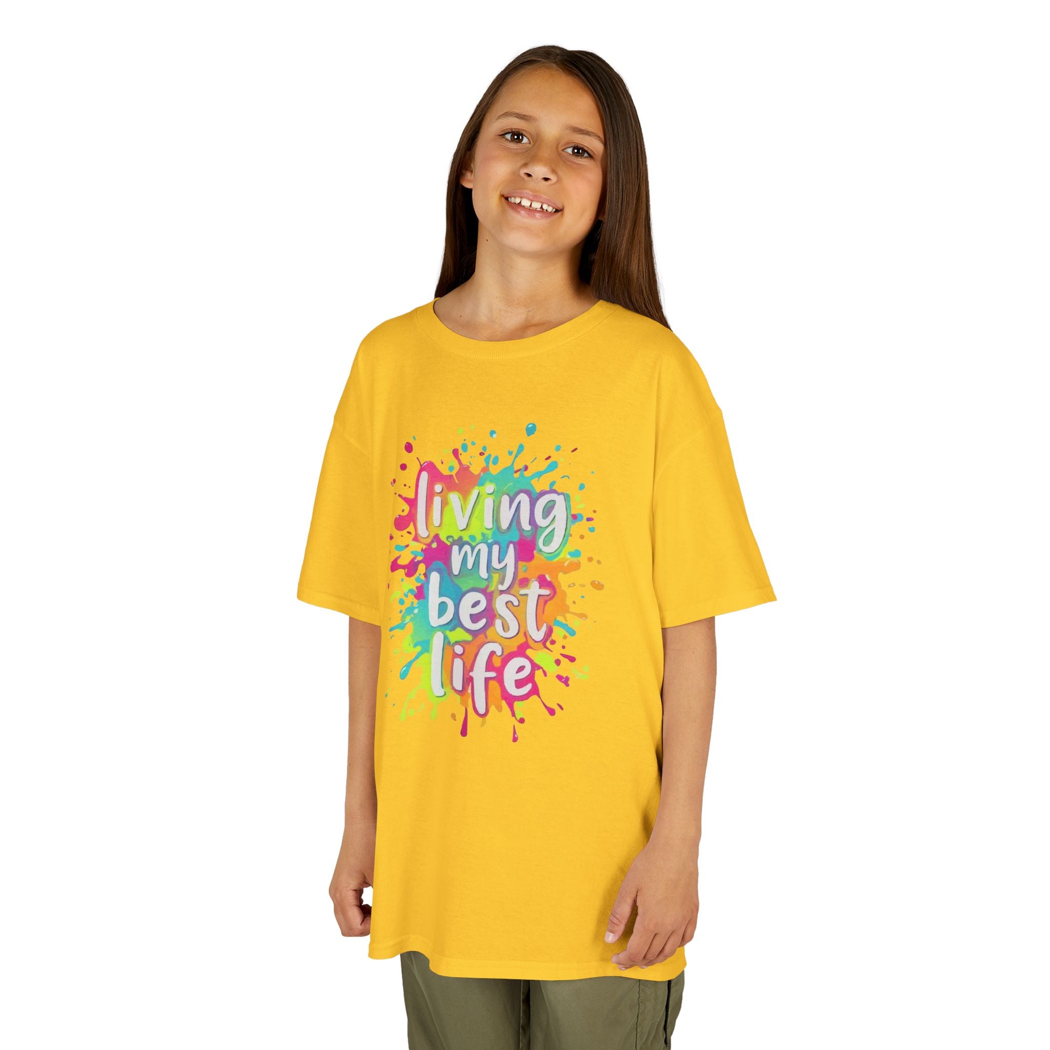 Kids T‑Shirt — "Living My Best Life" Colorful Paint Splash Tee