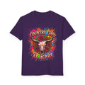 Country Girl At Heart Youth T-Shirt — Colorful Skull & Roses Graphic