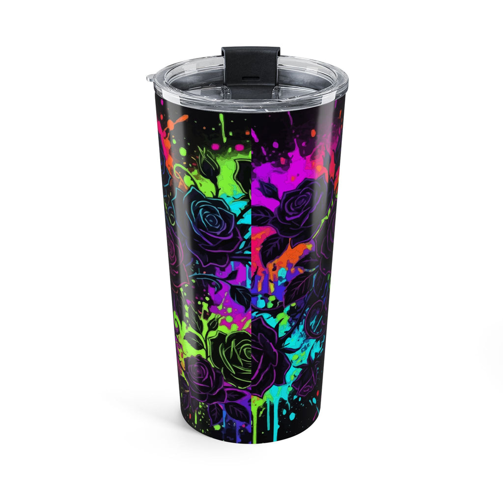 Neon Paint Splatter Rose Tumbler - 20oz Stainless Travel Cup