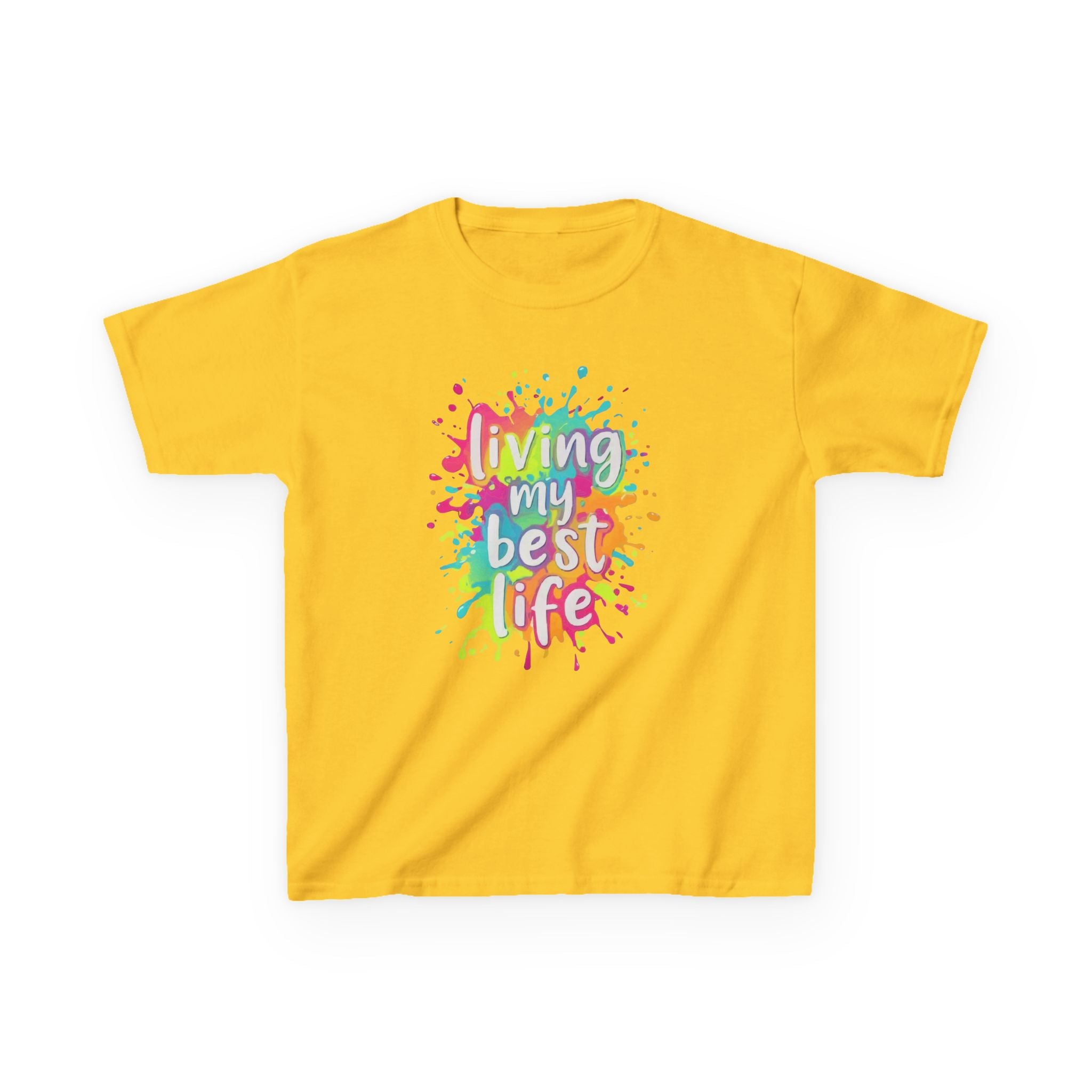 Kids T‑Shirt — "Living My Best Life" Colorful Paint Splash Tee