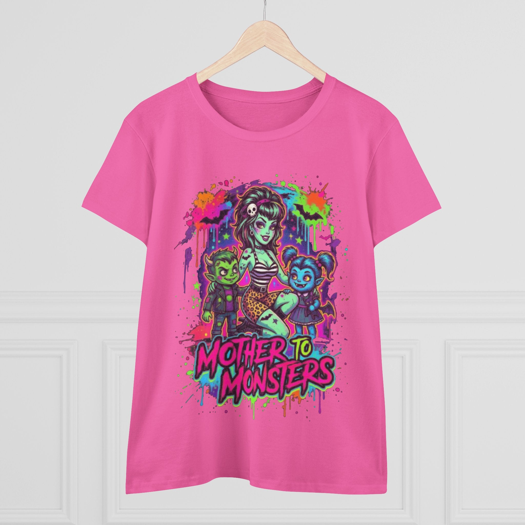 Mother to Monsters Tee — Neon Retro Mom & Kids Halloween Shirt