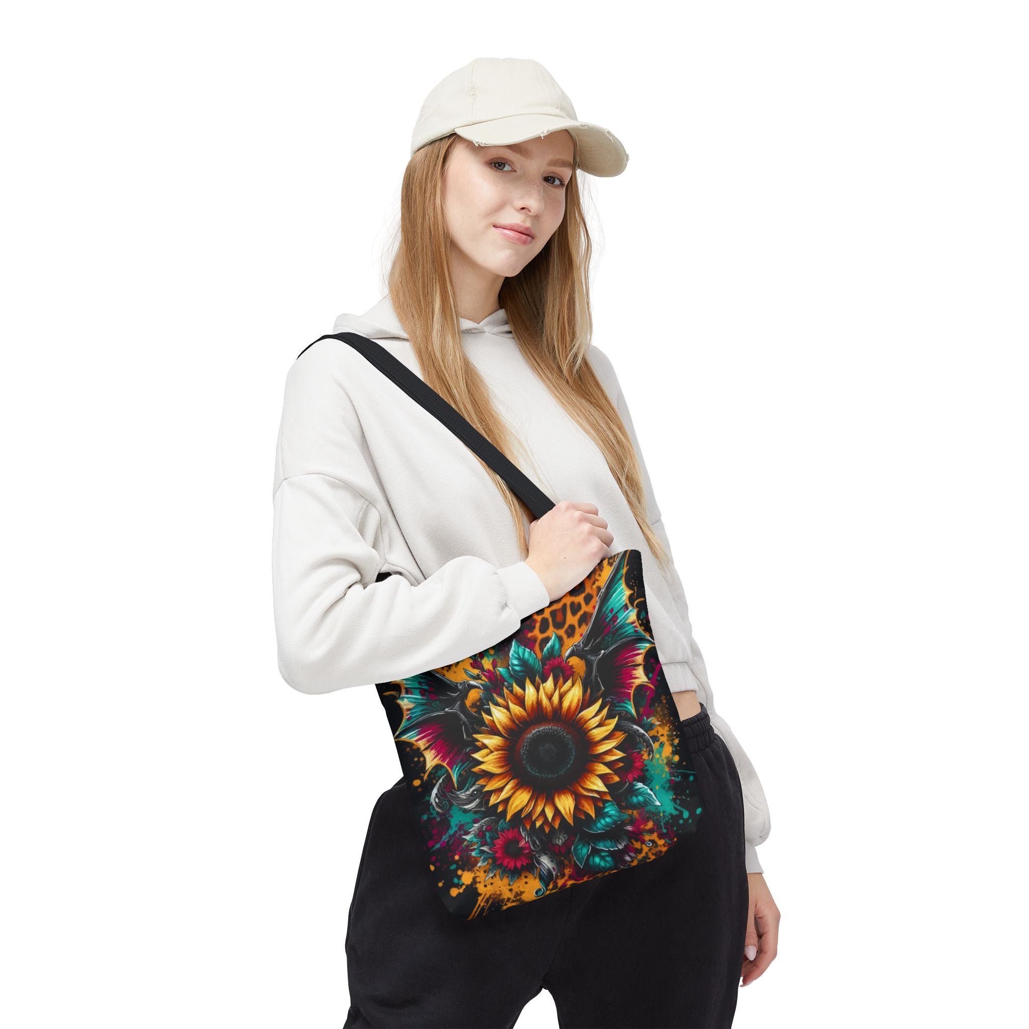 Sunflower & Leopard Print Tote Bag — Bold Floral AOP Carryall
