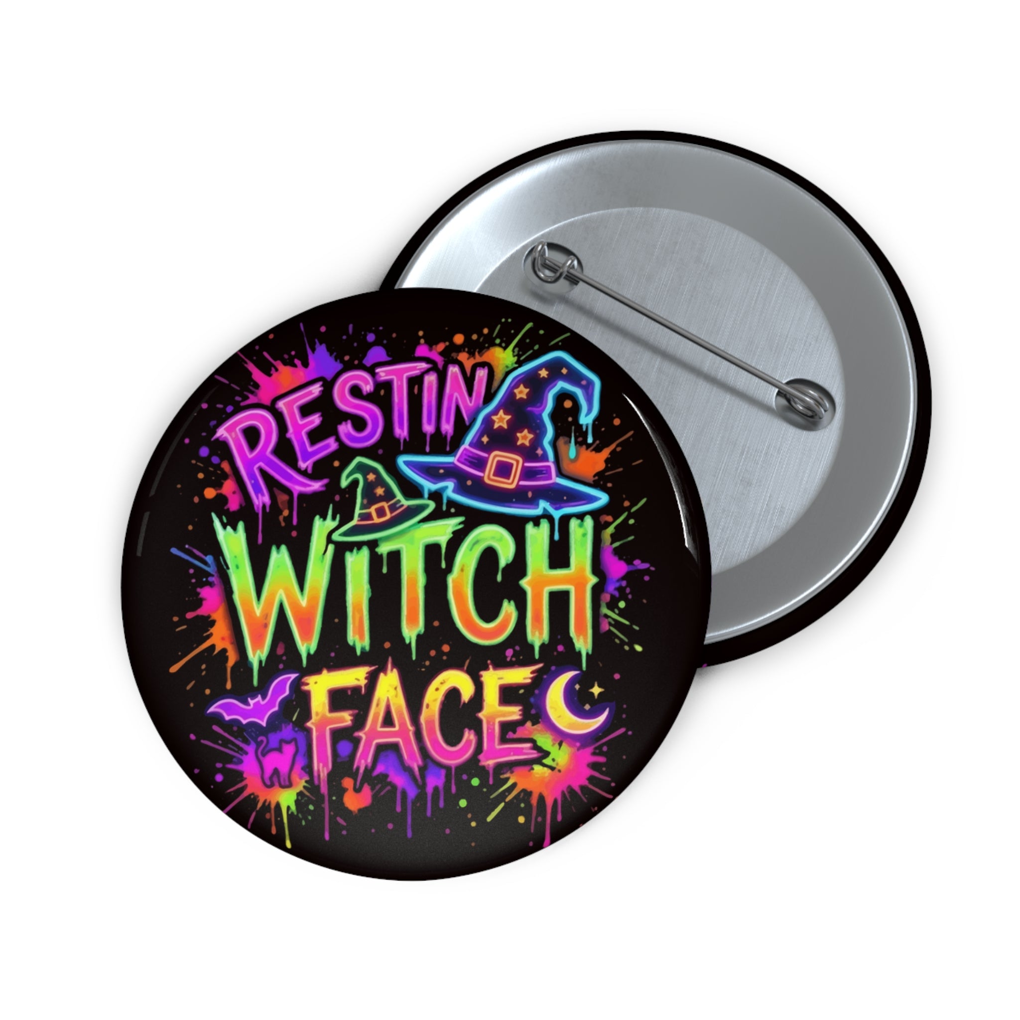 Pin Button — "Resting Witch Face" Colorful Halloween Enamel Pin Badge