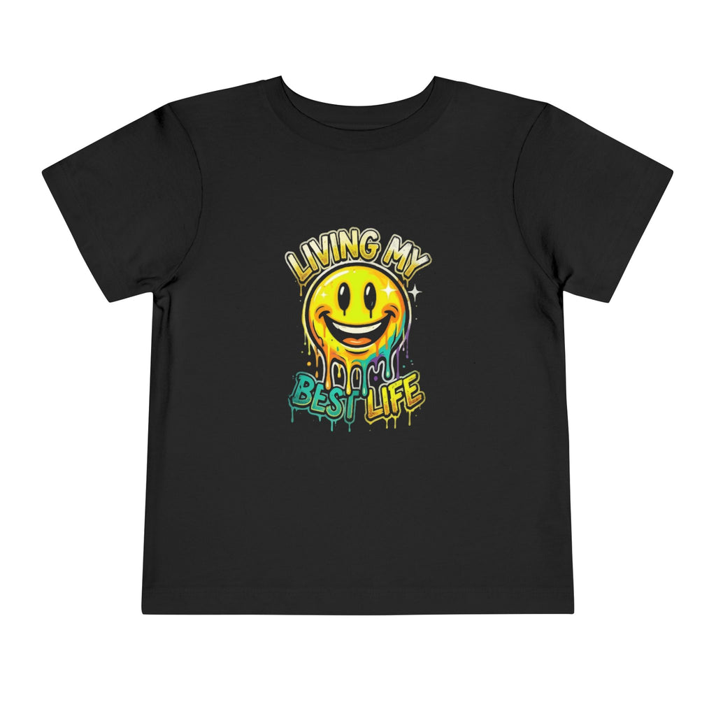 Toddler Tee - "Living My Best Life" Smiley Drip Graphic