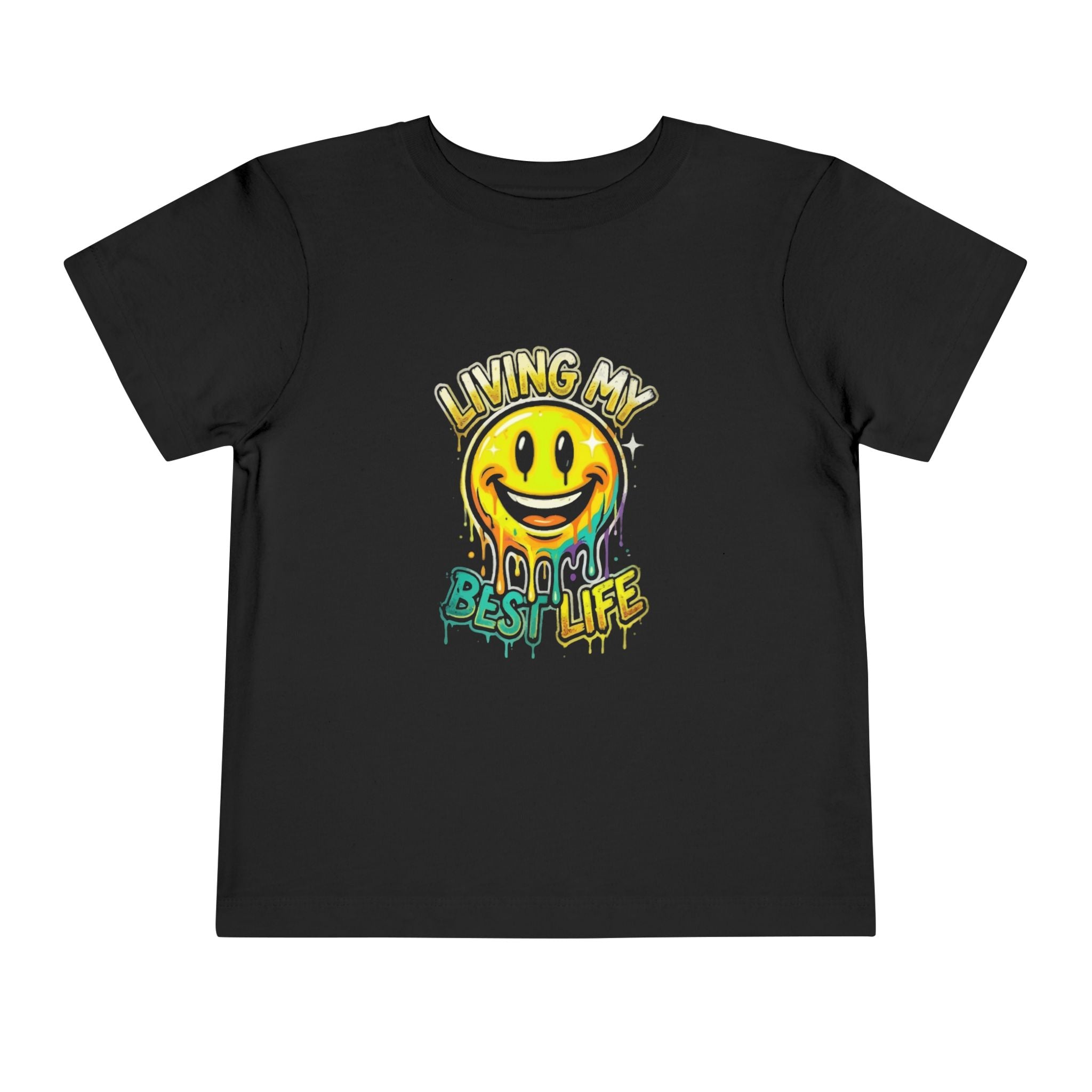 Toddler Tee - "Living My Best Life" Smiley Drip Graphic