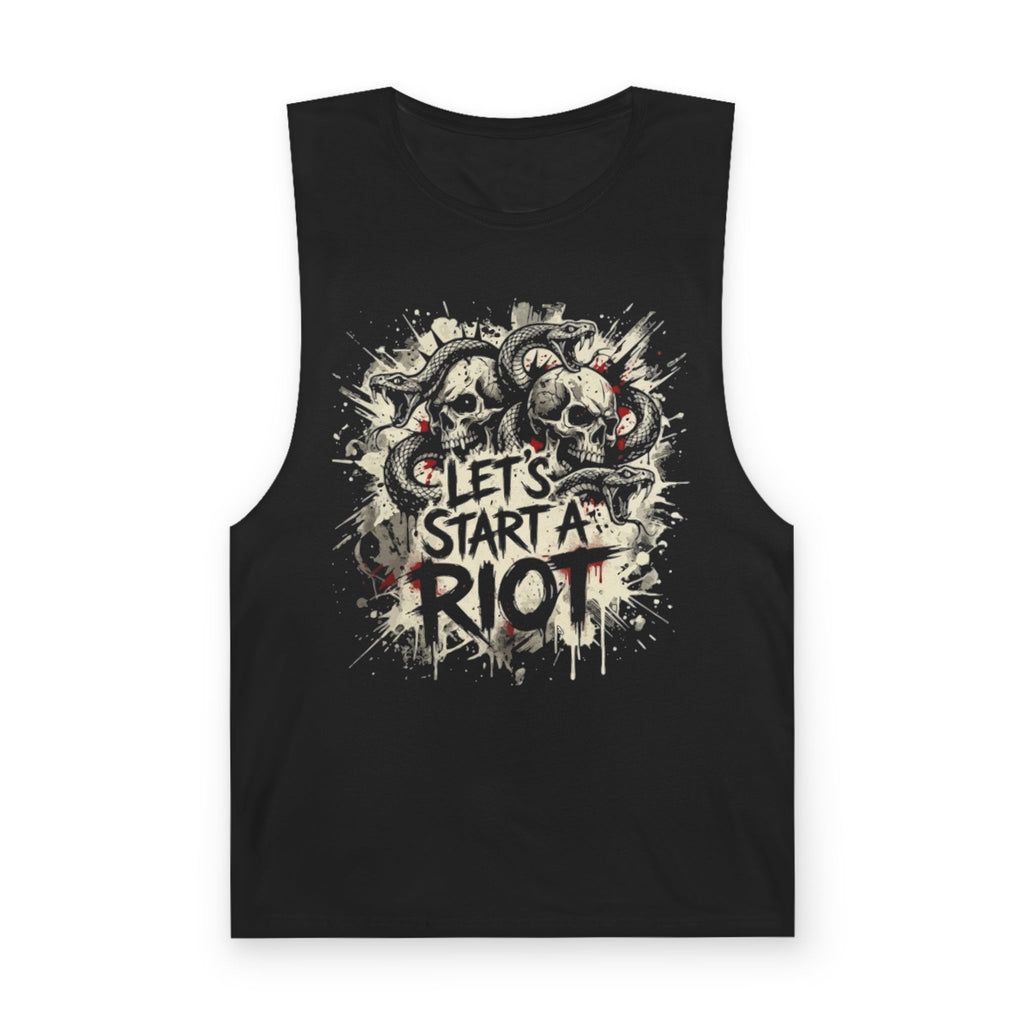 Let's Start a Riot Tank Top — Grunge Skull Punk Graphic Muscle Tee