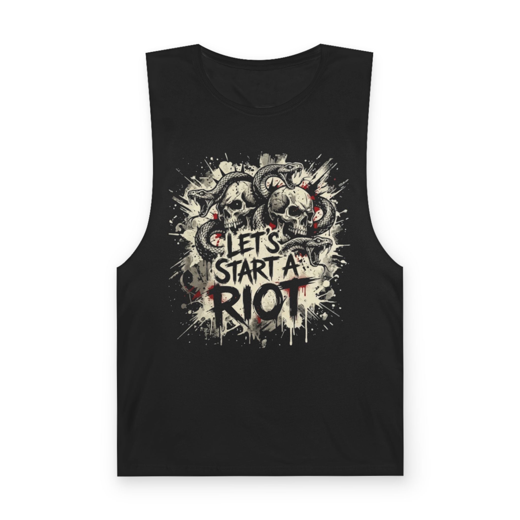Let's Start a Riot Tank Top — Grunge Skull Punk Graphic Muscle Tee