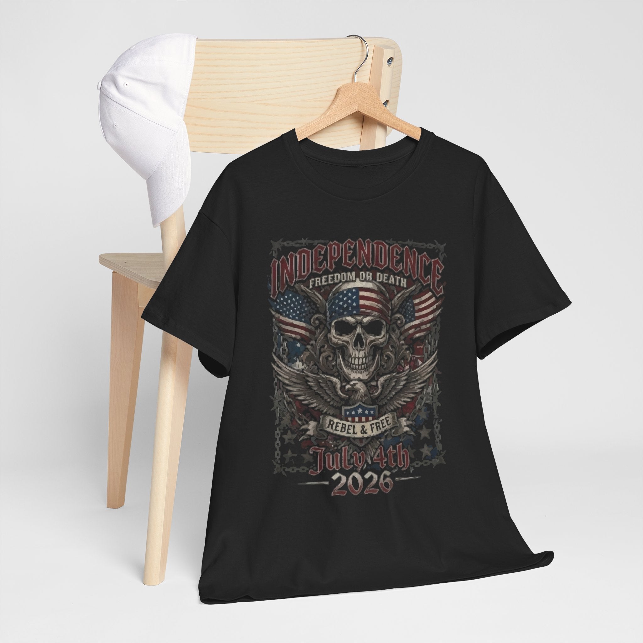 Independence Skull Tee — July 4th 2026 Patriotic Eagle Graphic T-Shirt
