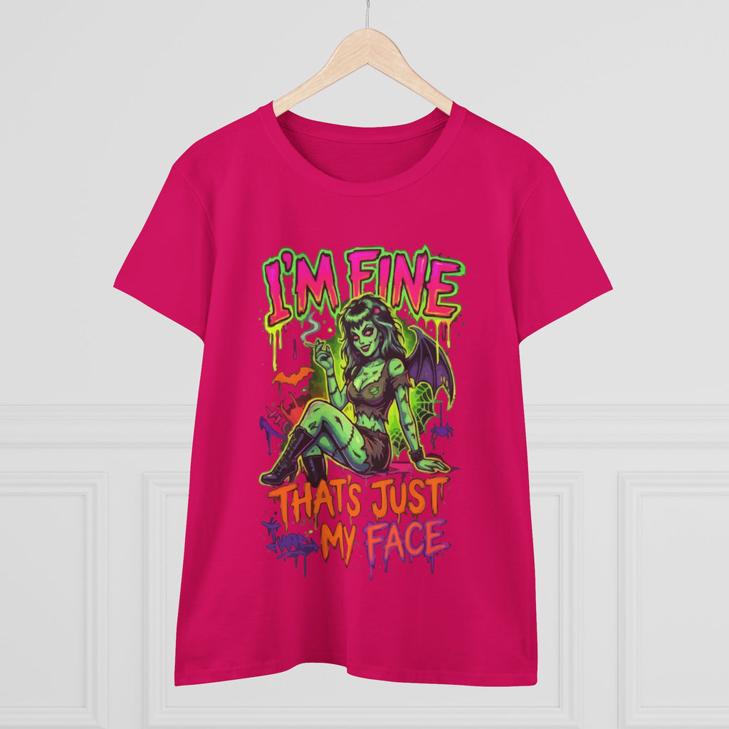 I'm Fine That's Just My Face Tee — Women's Horror Graphic T-Shirt