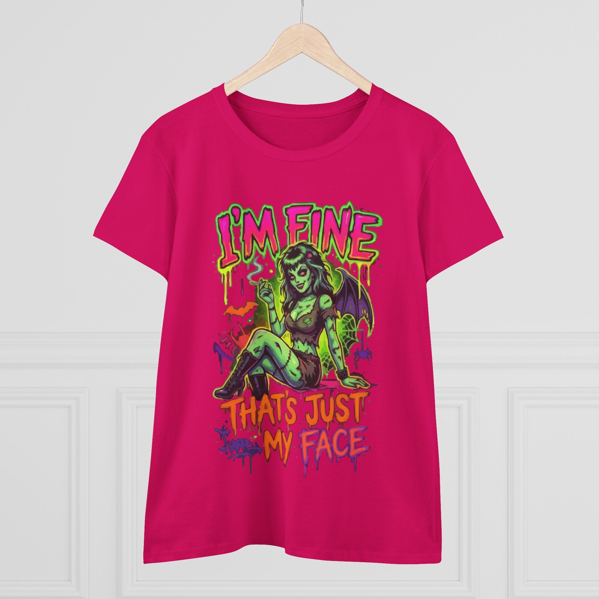 I'm Fine That's Just My Face Tee — Women's Horror Graphic T-Shirt