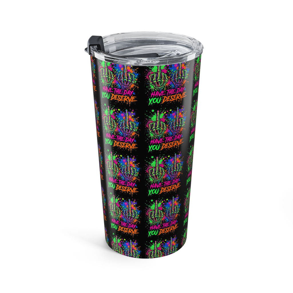 Neon Skeleton Splash 20oz Tumbler – "Save the Date You Deserve" Colorful Skull Travel Cup