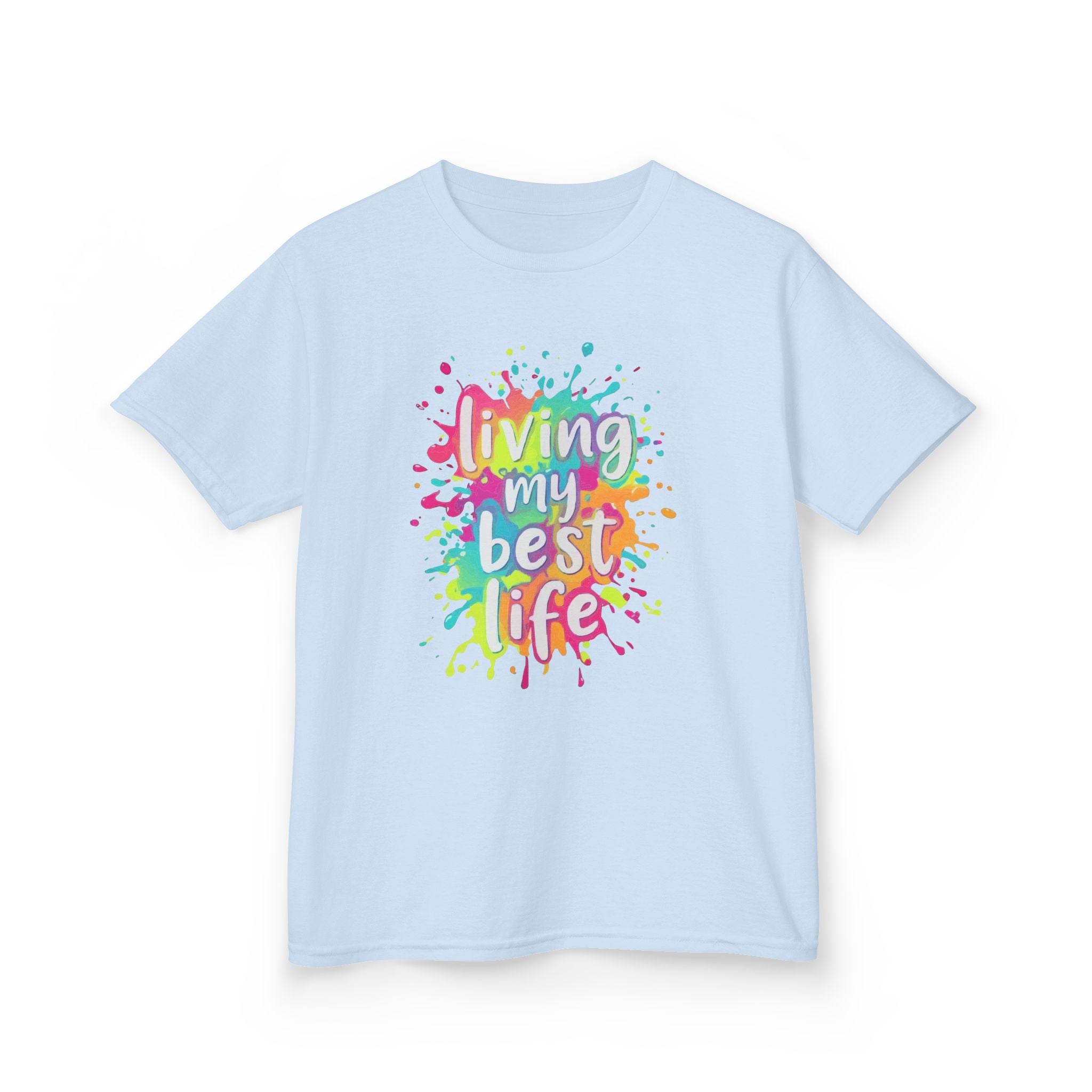 Kids T‑Shirt — "Living My Best Life" Colorful Paint Splash Tee