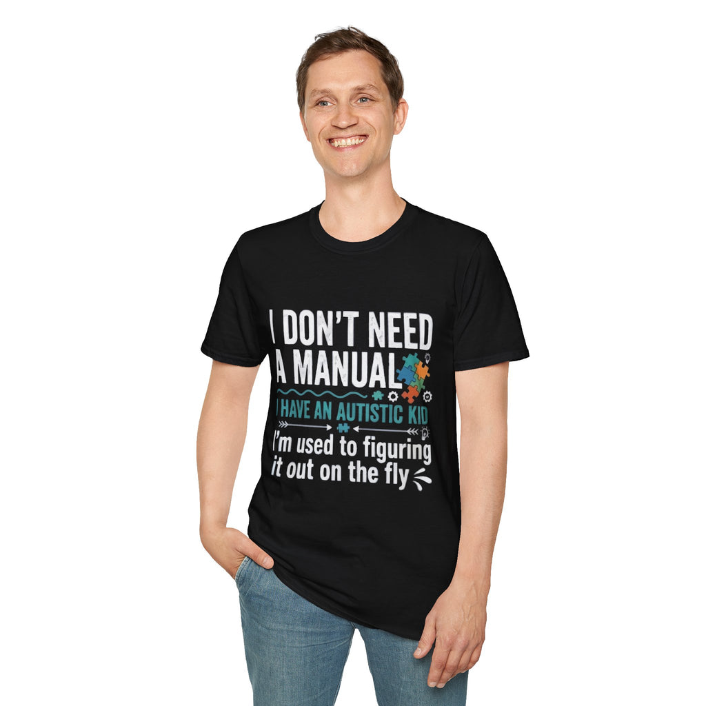 Autism T‑Shirt — "I Don't Need a Manual, I Have an Autistic Kid" Puzzle‑Piece Tee