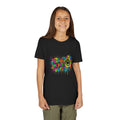 Youth Tee — 'Living My Best Life' Neon Paint Smiley Graphic