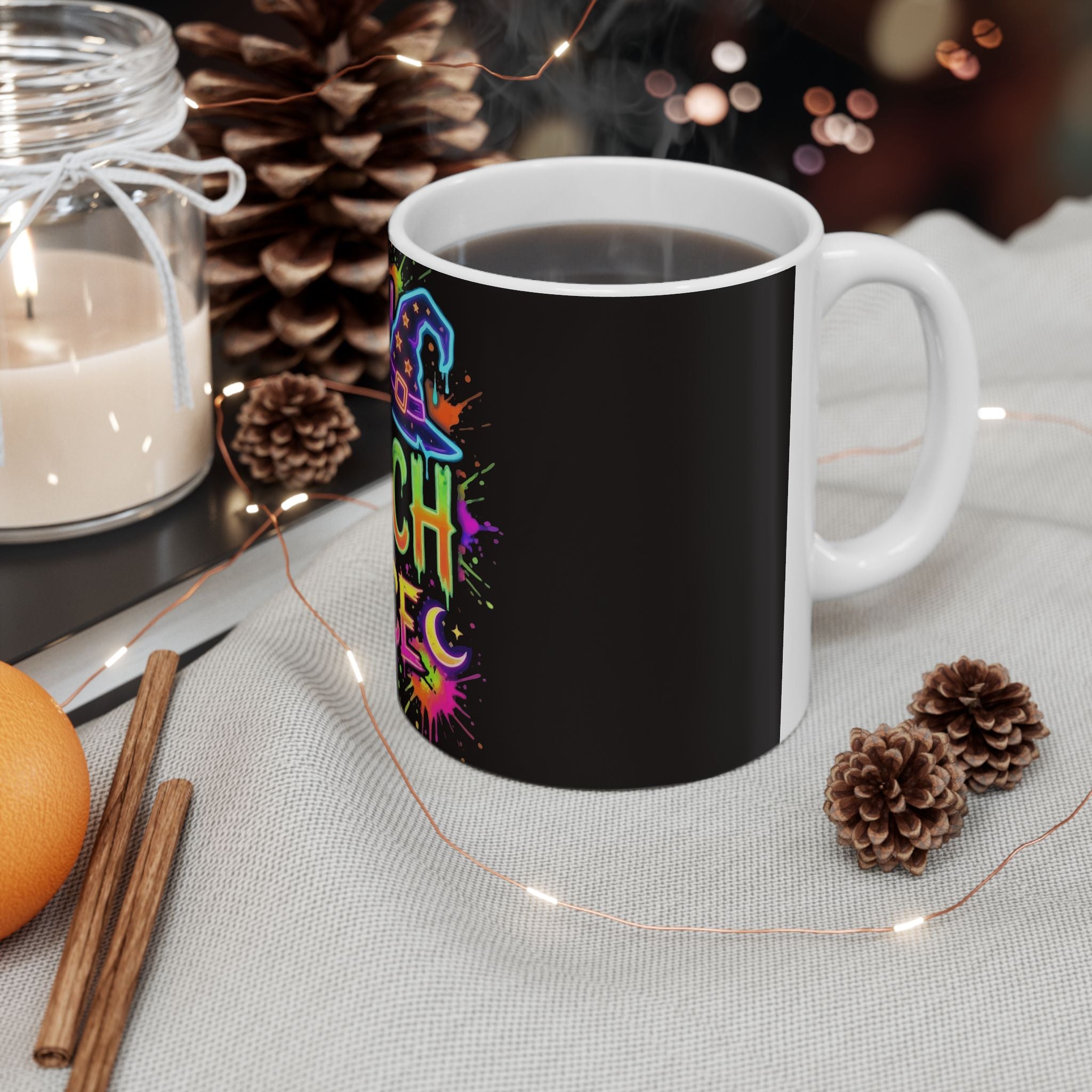 Ceramic Mug — "Restin' Witch Face" Neon Halloween Coffee Mug (11oz & 15oz)