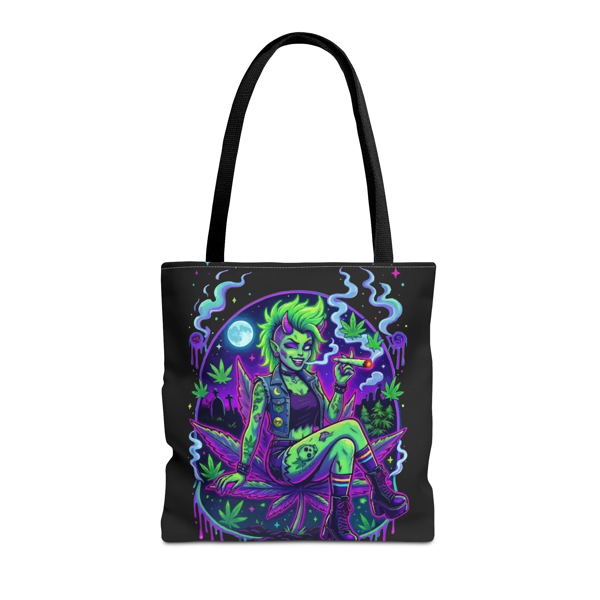 Neon Cannabis Tote Bag – Gothic Stoner Goth AOP Carryall