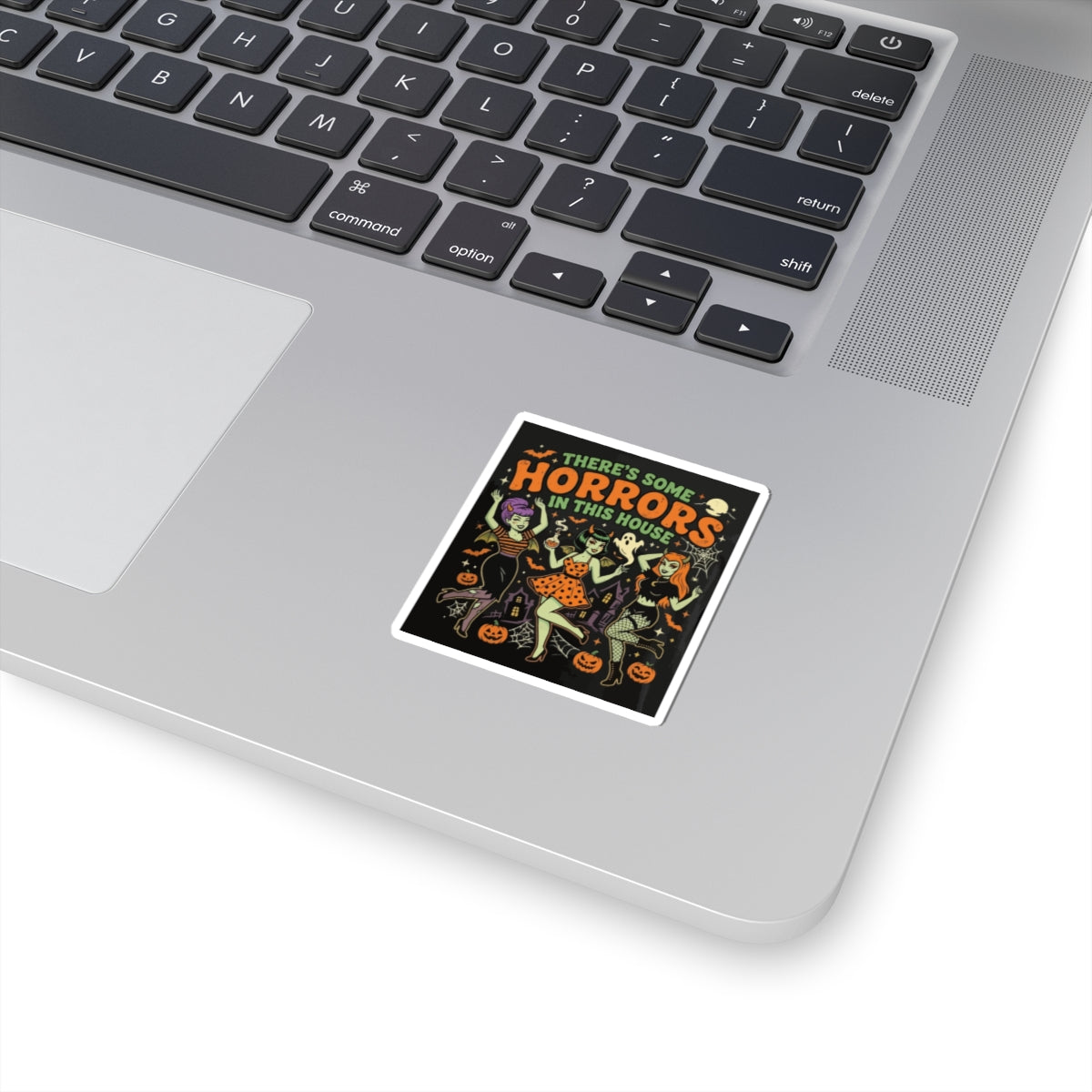 Halloween 'There's Some Horrors in This House' Kiss-Cut Sticker — Retro Pin-Up Witch Trio