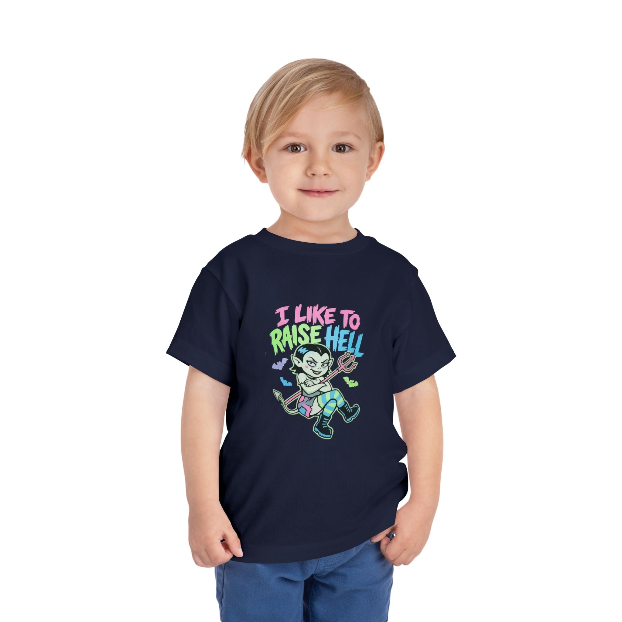 Toddler Tee - "I Like to Raise Hell" Cute Punk Vampire Graphic