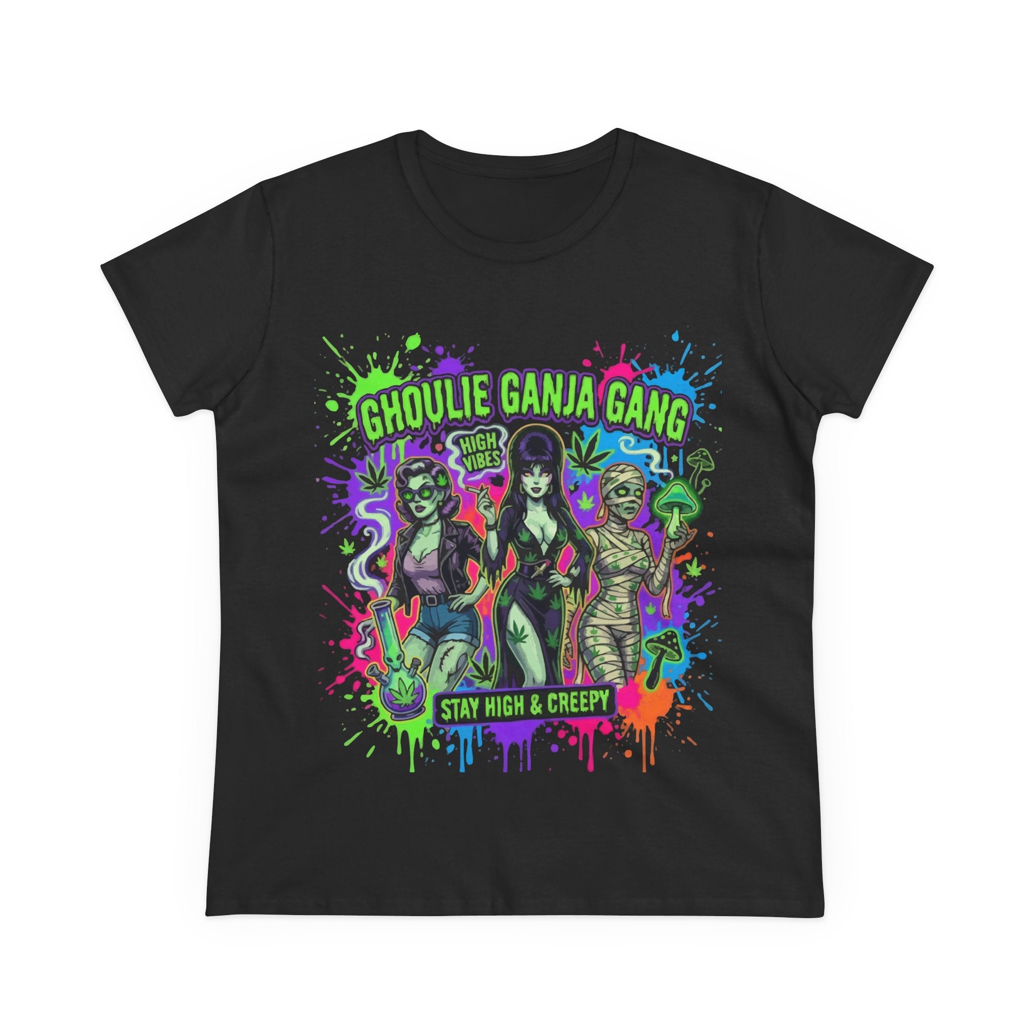 Ghoulie Ganja Gang Women's Tee — Stay High & Creepy Graphic Shirt
