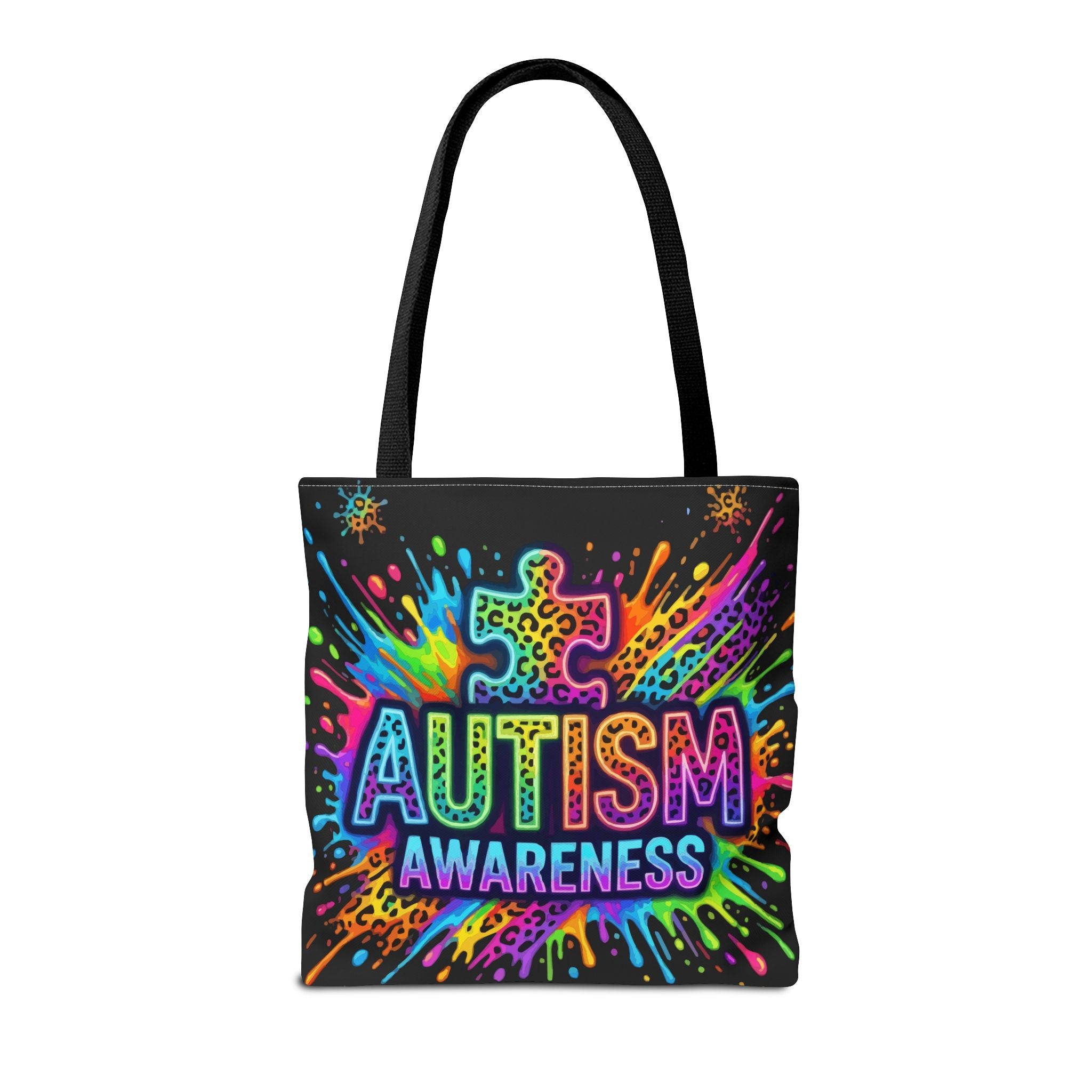 Autism Awareness Tote Bag — Colorful Puzzle Splash Eco Shopper