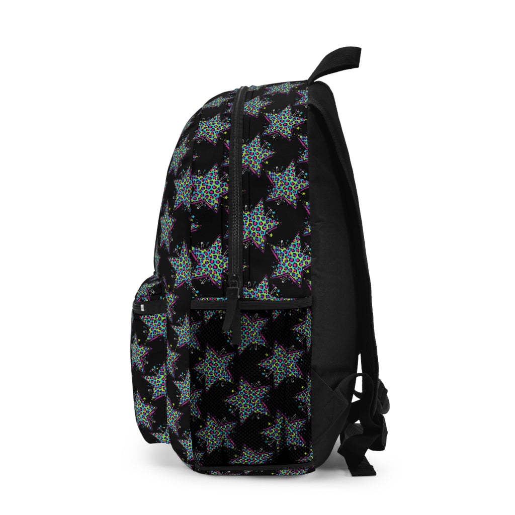 Black Glitter Star Backpack – Sparkle Pattern School & Everyday Bag