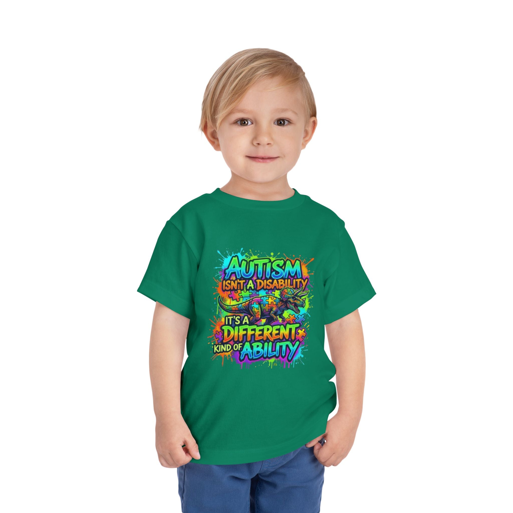 Toddler Tee — "Autism Isn't a Disability, It's a Different Kind of Ability" Colorful Awareness Shirt