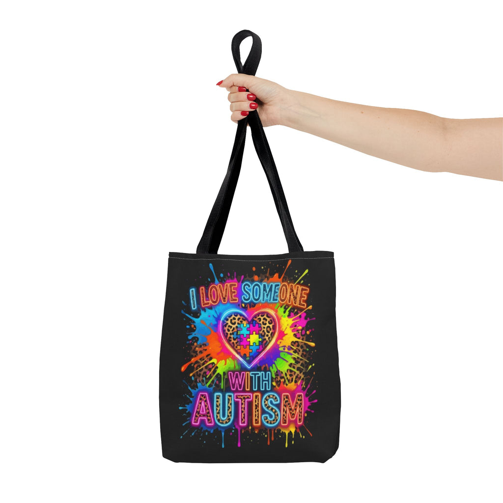Autism Awareness Tote Bag – "I Love Someone With Autism" Colorful Heart Design
