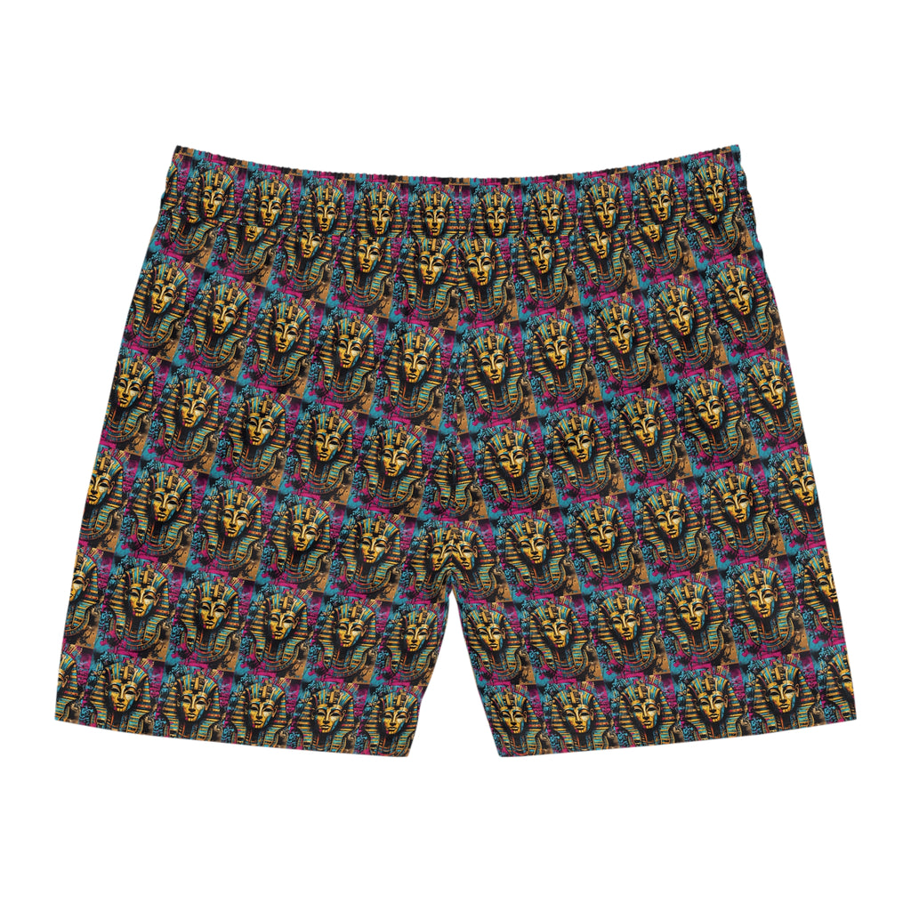 Egyptian Pharaoh Swim Shorts — Colorful Tutankhamun AOP Beach Trunks