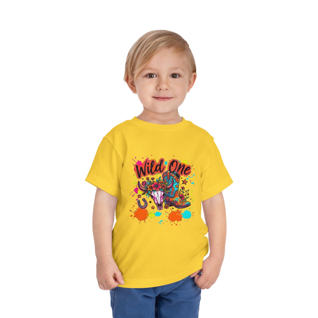Wild One Toddler Tee — Colorful Cowboy Boots 1st Birthday Shirt