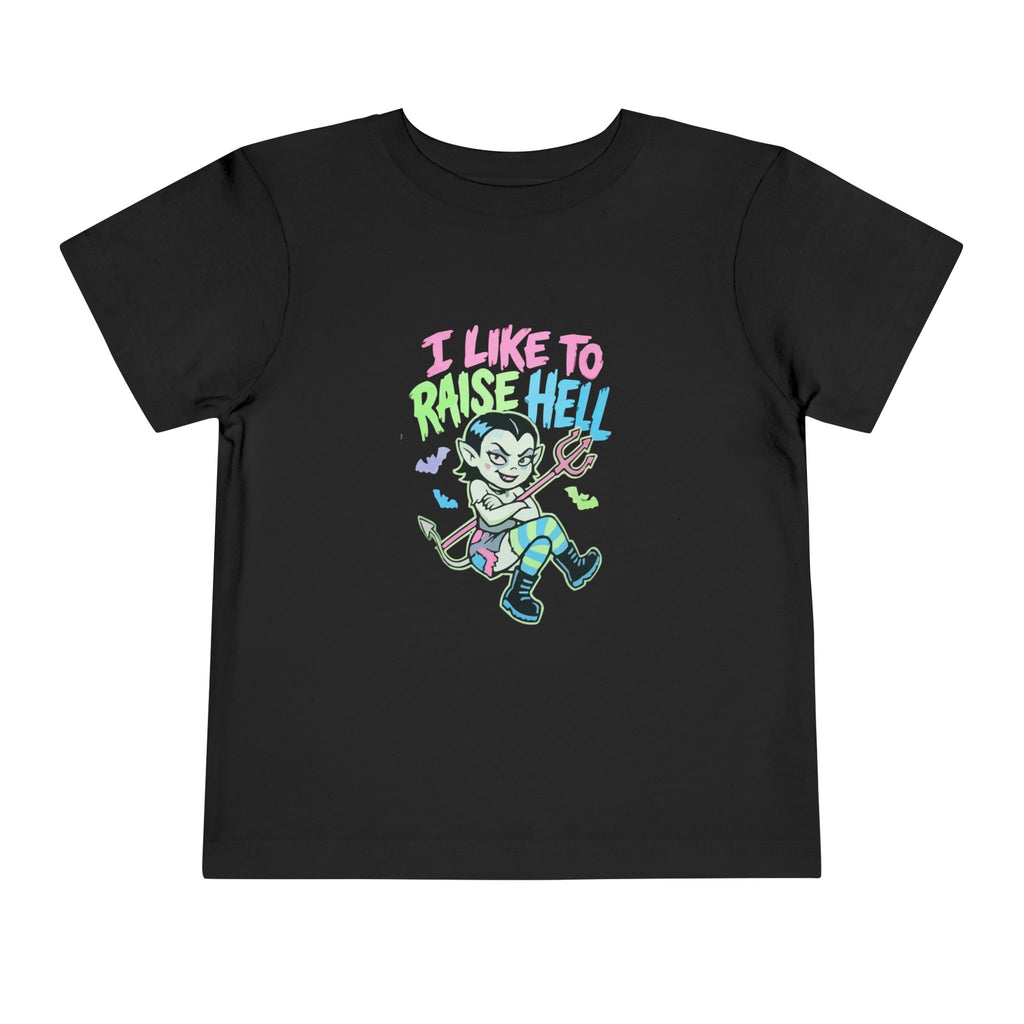 Toddler Tee - "I Like to Raise Hell" Cute Punk Vampire Graphic