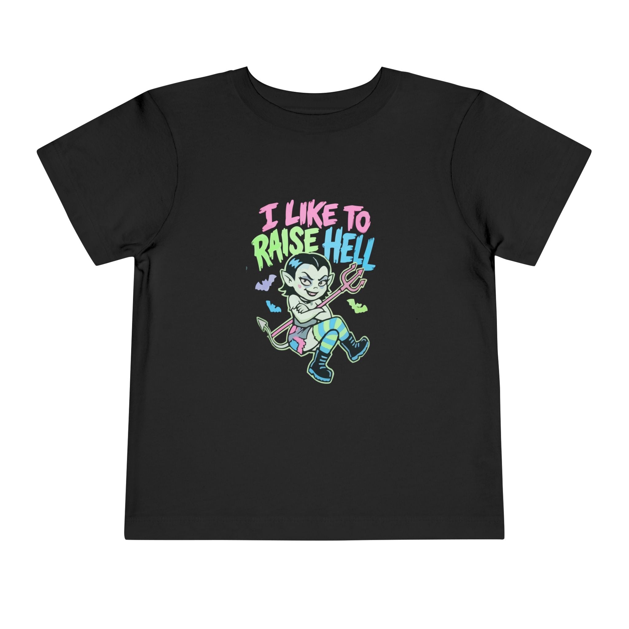 Toddler Tee - "I Like to Raise Hell" Cute Punk Vampire Graphic