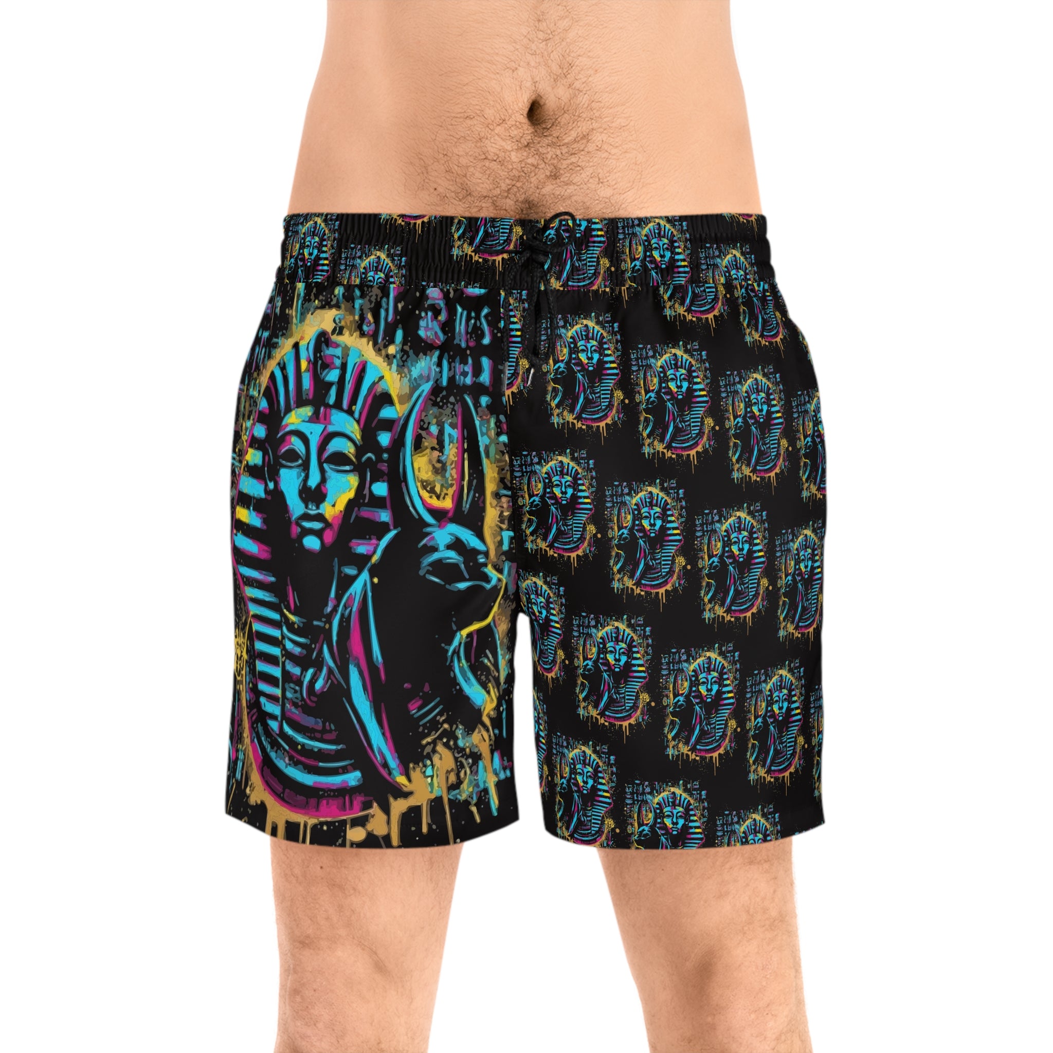 Egyptian Neon Pharaoh Swim Shorts – Men's Mid-Length Printed Trunk