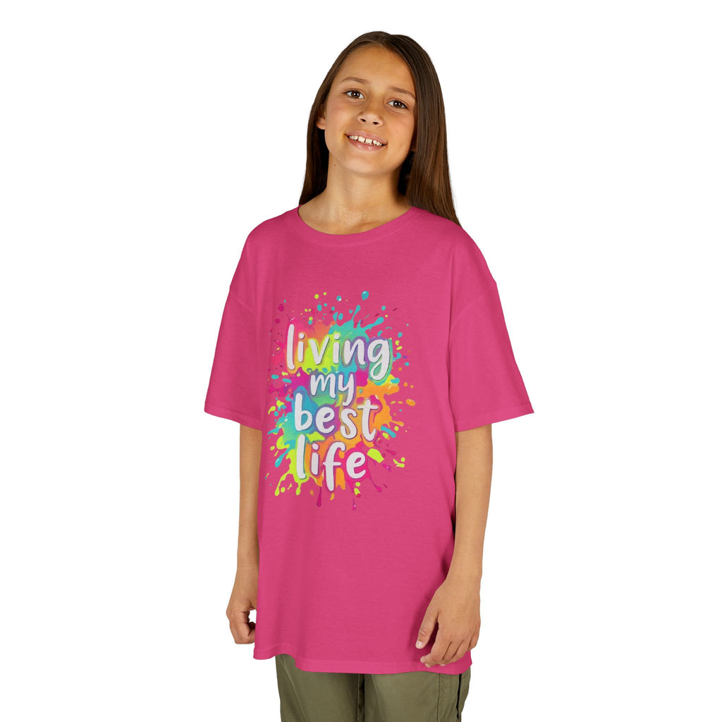 Kids T‑Shirt — "Living My Best Life" Colorful Paint Splash Tee