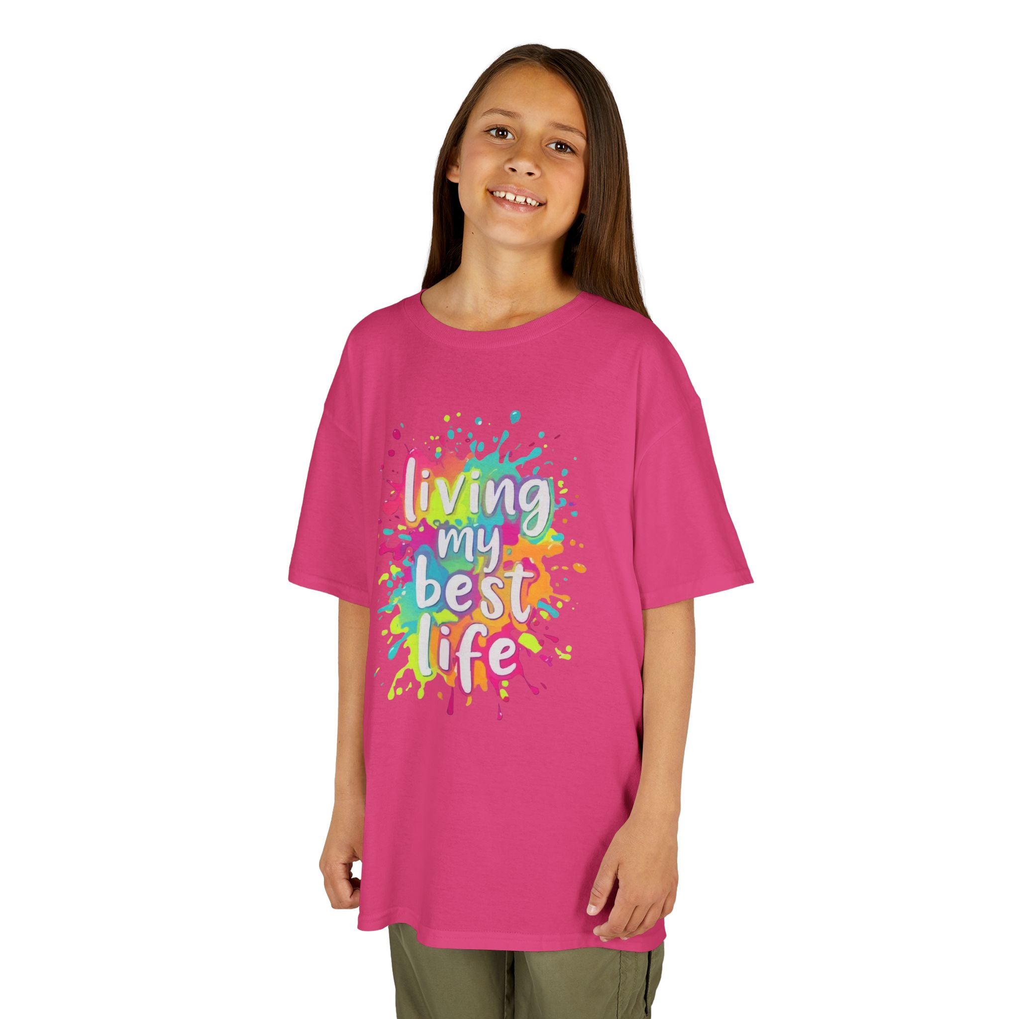 Kids T‑Shirt — "Living My Best Life" Colorful Paint Splash Tee