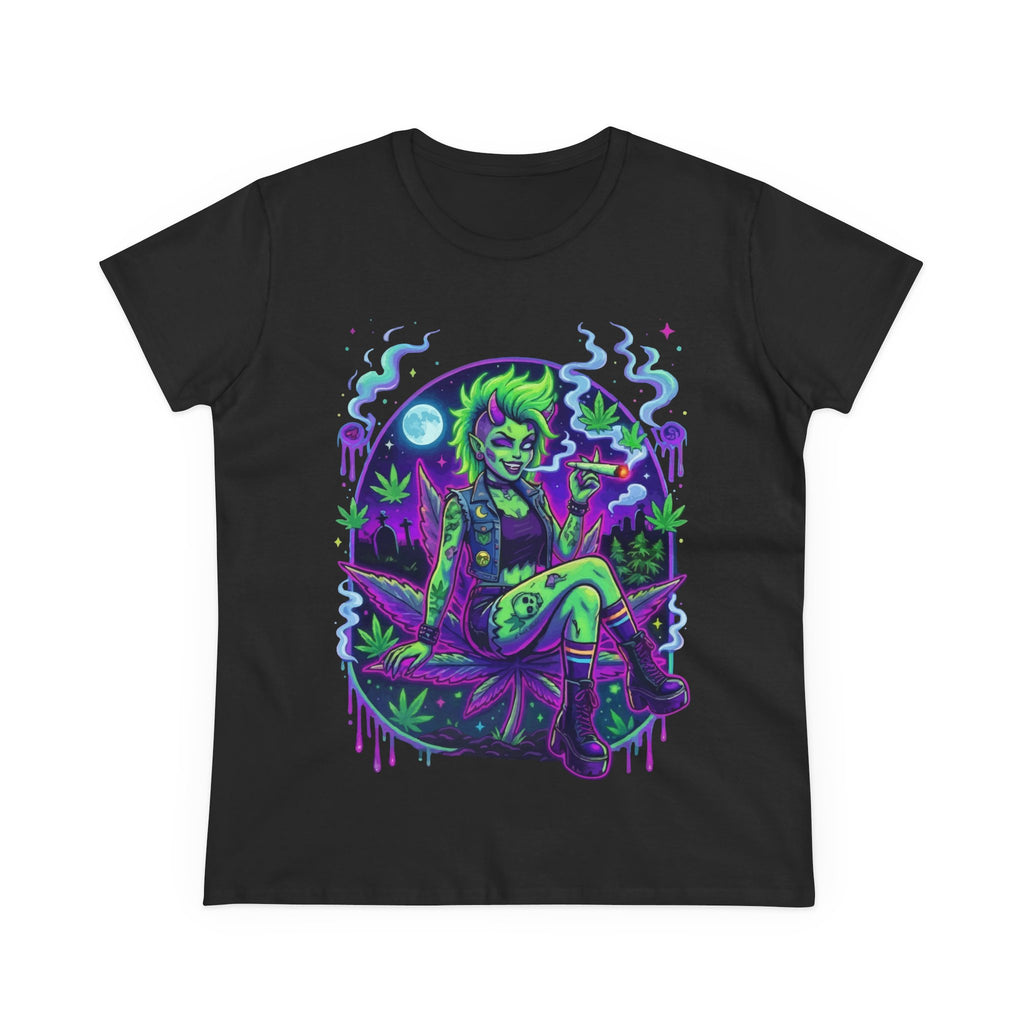 Punk Tee — Neon Goth Girl Smoking Top