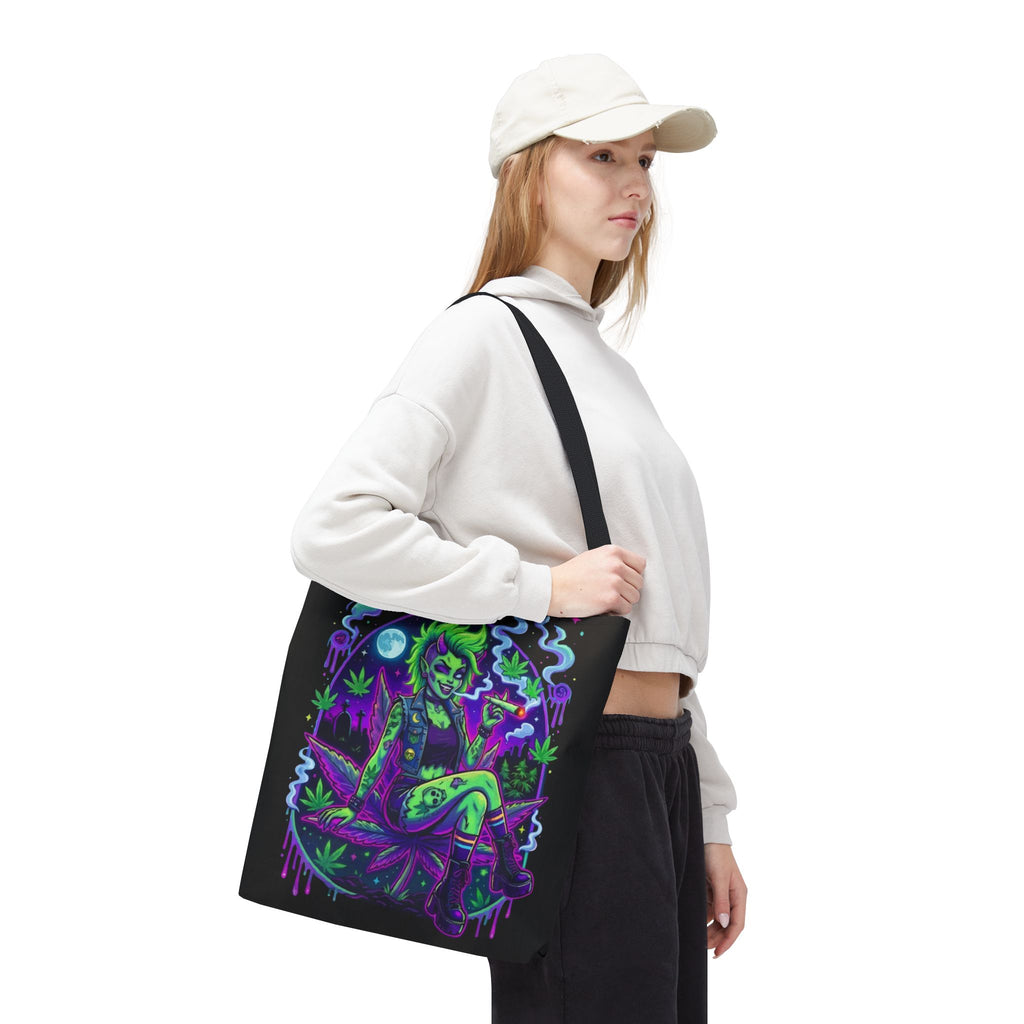 Neon Cannabis Tote Bag – Gothic Stoner Goth AOP Carryall