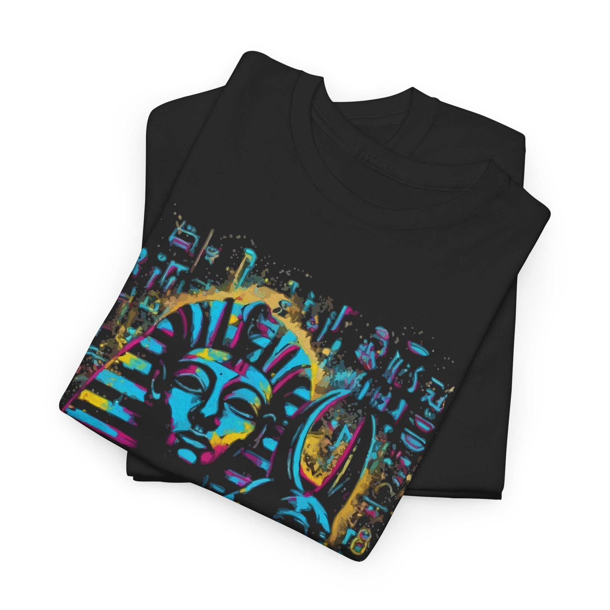 Pharaoh Street Art T-Shirt — Neon Egyptian King Graphic Tee