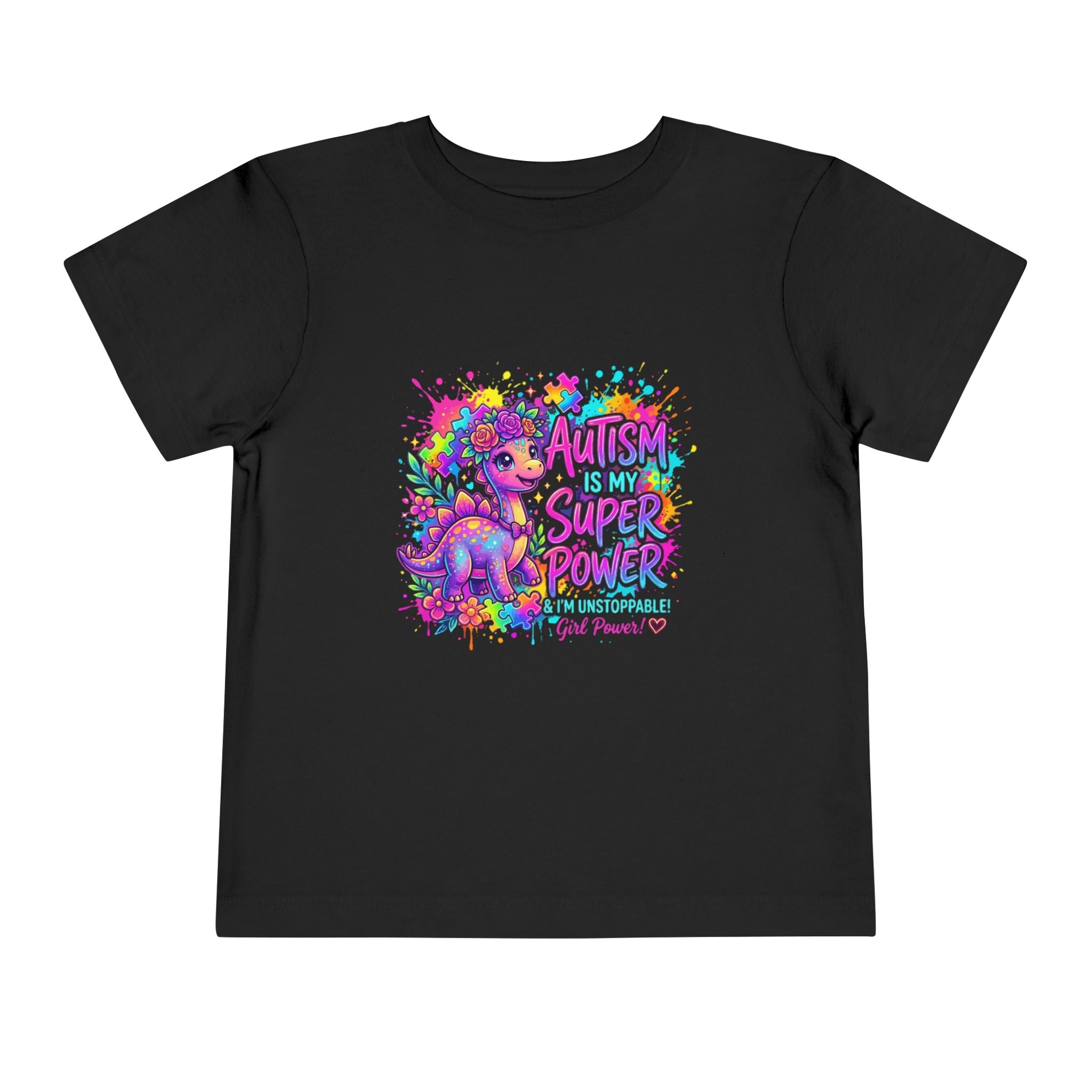 Autism Is My Superpower Toddler Tee — Colorful Dino Autism Awareness Shirt